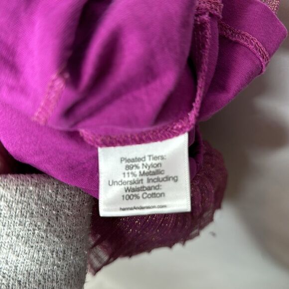 Hanna Anderson Girl’s Fuchsia Gold Tulle Pleated Stretch Skirt. Size 120 (6/7). - Picture 6 of 7